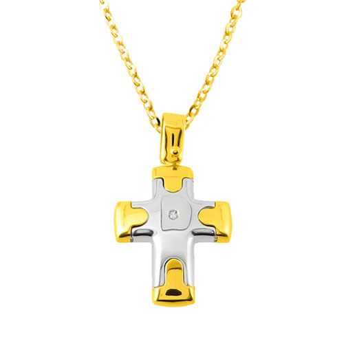 Χρυσός σταυρός Κ18 με brilliant